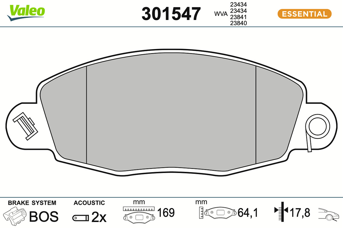 Jeu de 4 plaquettes de frein VALEO ref. 301547